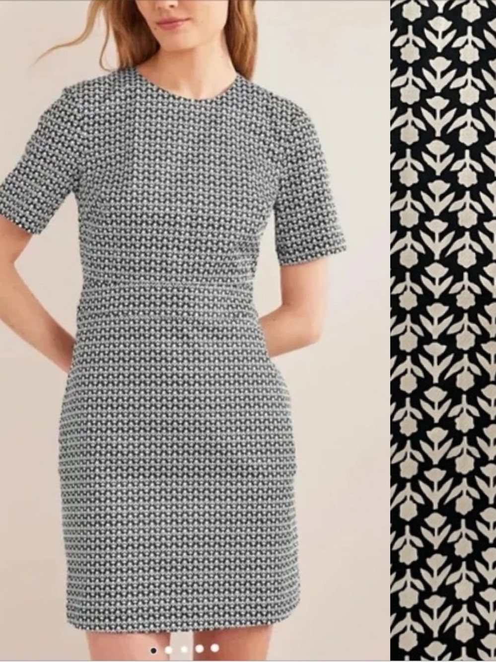 NWT Boden Floral Tulip Print Mini Length Dress Black & White Classic Size 2